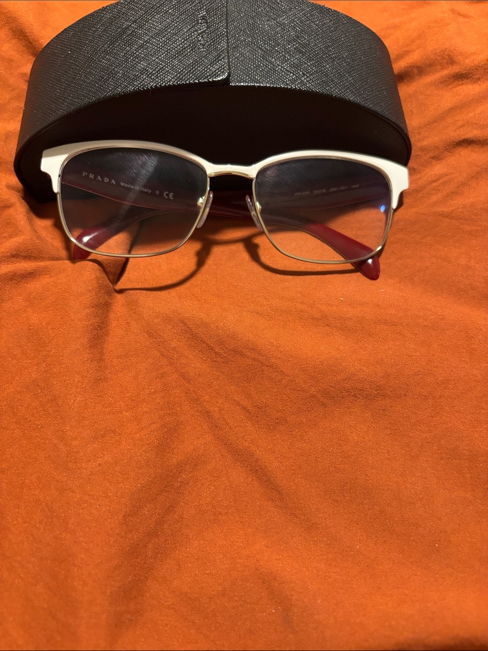 Prada White and Red Cat-Eye Eyeglasses